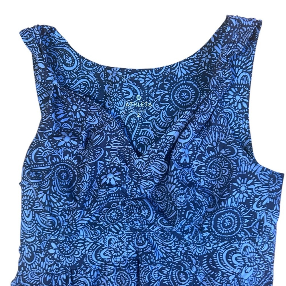 ATHLETA Nearly "Knotical" Nautical Paisley Dress 2 Navy Blue NWOT - Picture 3 of 10
